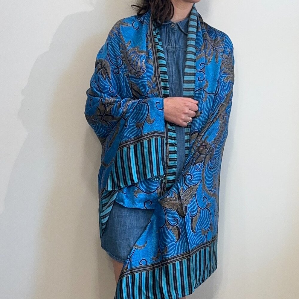 Rare blue bird print silk scarf - Victoria's Secret